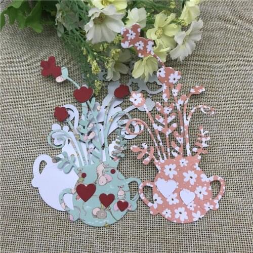 Flower pot Metal Cutting die keychain shaker Heart Paper Key Chain Scrapbook Paper Craft Card Punch Art Knife Cutter