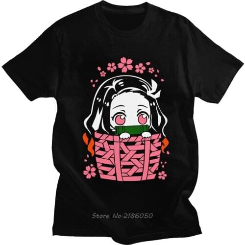 Kawaii Kimetsu No Yaiba T Shirt Nezuko Kamado Tshirt Men Short Sleeved Pure Cotton Tee Shirt Casual Demon Slayer Manga T-shirt