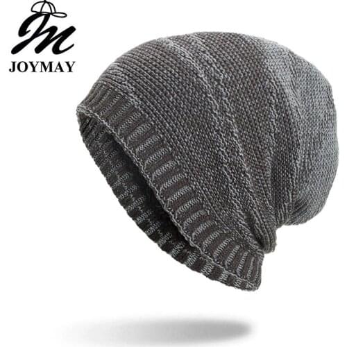 Joymay 2018 New Winter Beanies Hat Unisex Plain Warm Soft Skull Knitting Cap Hats Gorro Caps For Men Women Dropshipping WM097