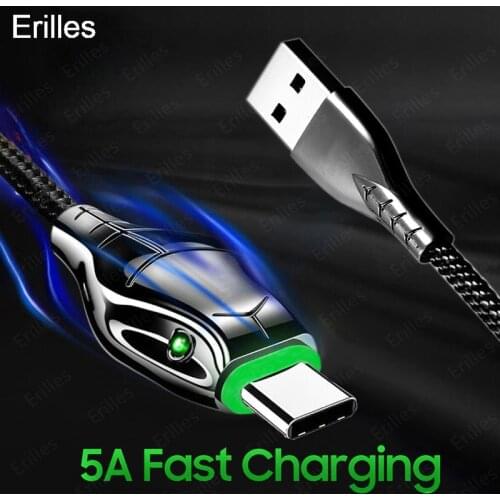 5A Type C Cable Fast Charging Snake head glows 1m/2m Cord usbC For Samsung Huawei P40 P40 pro Xiaomi charger 5A USB-C Cable Cord