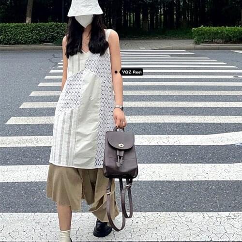 Hook Flower Hollow Lace Loose Dress Sets Sleeve Tops Khaki Skirt Two Piece Matching Outfit 2021 Summer Japanese Fashion Clothes