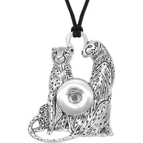 Leopard LOVE 18mm Snap Button Jewelry DIY Necklace wholesale MF558 BOBOSGIRL