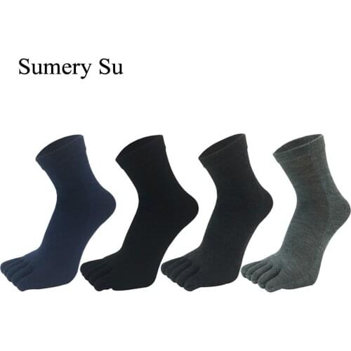 1 Pairs Mens Five Toe Socks Cotton Finger Running Casual Short Comfortable Soft Breathable Absorb Sweat 4 Colors Hot Sale 2021