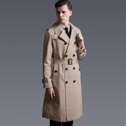 2020 spring autumn new designer double breasted trench coats mens long coat men clothes slim fit overcoat man long sleeve khaki