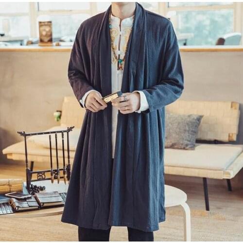 Male 100% cotton Spring&Summer gown coat zen tang suit men lay meditation cloak uniforms kung fu martial arts robes blue/black