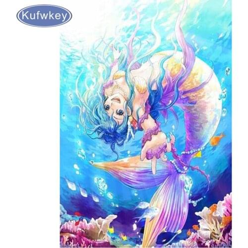 Full round square Diamond Painting Anime Mermaid DIY 3D Diamond Embroidery cross stitch kits childrens gift