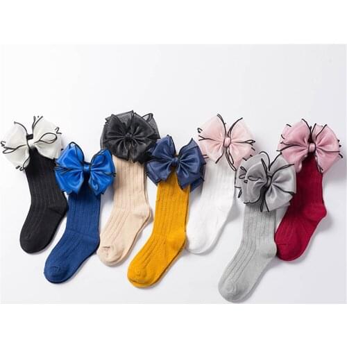 Cute Baby Girls Socks Knee High with Bow Baby Princess Socks for Girl Sweet Baby Socks Long Tube Kids Children BeBe Footwear