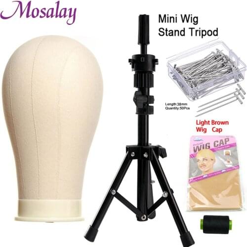 Canvas Head With Stand Wigs Mannequin for Wig Supports Tripod Stand for Wig Making Kit for Beginers Stands for Wigs Standard