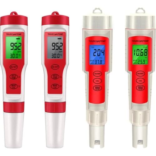 Professional 4 in 1 PH/TDS/EC/Temperature Meter Digital Water Quality Monitor Tester for Pools, Drinking Water, Aquariums 40%Off