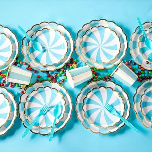 Rainbow Theme Party Disposable Tableware Stripe Plate Cups Napkins Wedding Baby Shower Party Birthday Fiesta Decoration Supplies