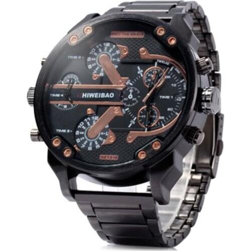 SHIWEIBAO Luxury Watch Men Waterproof Dual Time Display Quartz Wrist Watch with Stainless Steel Band Quartz Wristwatches