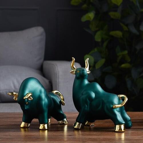 Modern Ceramic Lucky Cow Statue Accessories Home Livingroom Desktop Sculpture Crafts Cabinet Coffee Table Figurines Decoration