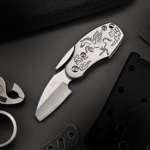 D2 Steel Mini Knife EDC Outdoor Multifunctional Folding Knife Portable Bottle Opener Keychain