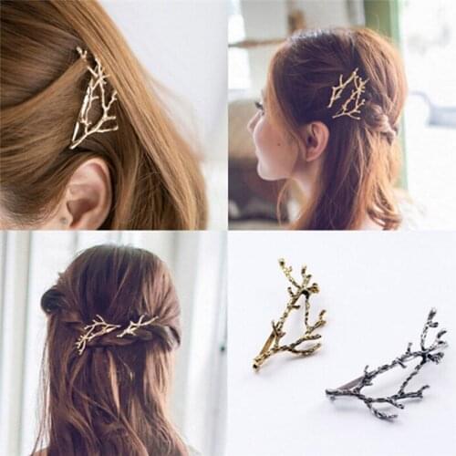 Vintage Gold Silver Tree Hair Clips Girls Alloy Branch Hairpins Hairgrips Lady Elegance Metal Hair Accessories For Women F0126
