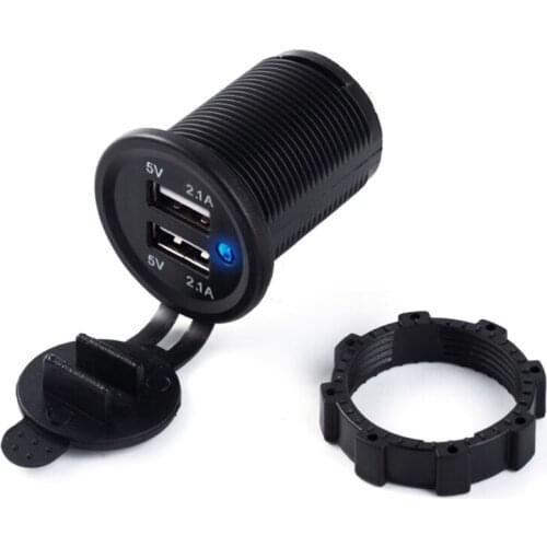 Waterproof Dual USB Boat Motorcycle Car Charger Power Adapter Socket 5V 2.1A For iPhone ipad Samsung LG Mobile GPS Tablet PC
