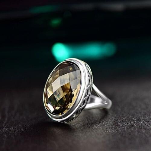 925 Sterling Silver Jewelry section Brown Ring 051327 female fashion personality