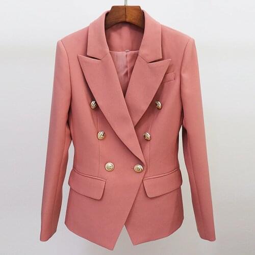 HIGH STREET Newest 2021 Runway Designer Blazer Womens Classic Lion Buttons Double Breasted Slim Fitting Blazer Jacket