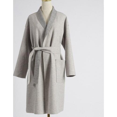 2019 Women Woolen Coat Autumn Winter Cassic Simple Wool Long Coat Female Robe Outerwear Warm Coat