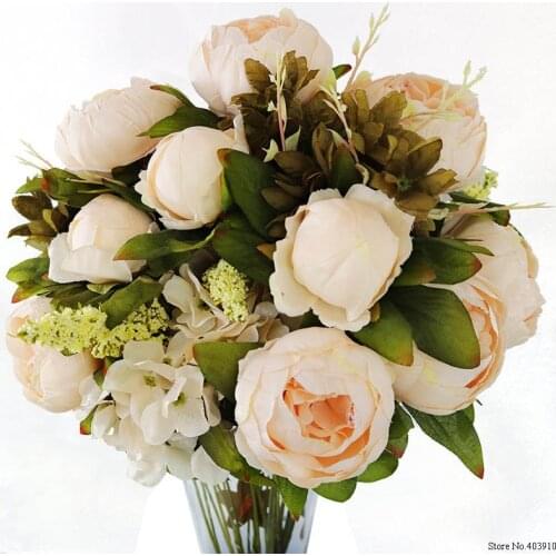 1Bunch European Artificial Peony Decorative Party Silk fake Flowers Peonies For Home Hotel decor DIY Wedding Decoration wreath