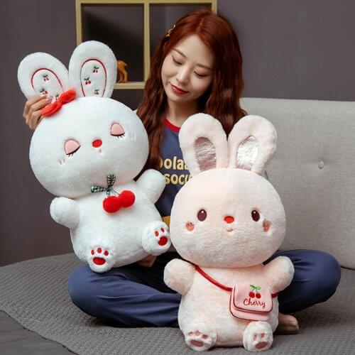 1pc 30-50CM Lovely Rabbit with Cherry Plush Toys Cartoon Animal Stuffed Dolls Pillow Cushion Children Kids Birthday Xmas Gifts