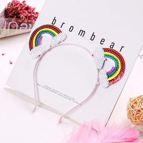 1pc ins Fashion Cute Glitter Rainbow Cat Ears Hairbands Sequin Animal Ears Hair Sticks Princess Headwear Girls Hair Accessories