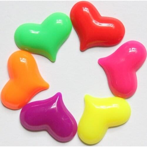 10pcs/lot 30*25mm kawaii resin colorful heart mix colors flat back resin cabochons accessories