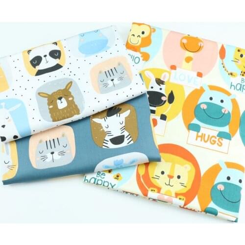 160x50cm Cartoon Little Lion Panda Printed Twill Cotton Sewing Fabric, Making Childrens Sheets Quilt Cover Cloth