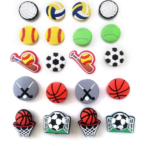 20 Pcs/Lot Football Basketball Sports PVC Shoes Charms For Shoe Accesory Sandals Shoes Decoration Children Gift