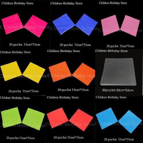 20pcs/pack solid color disposable napkins pure color birthday party decorations plain color theme paper napkins