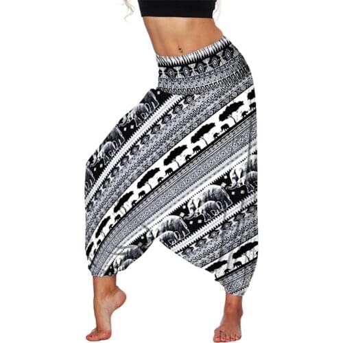 2021 Women Harem Pants Oversized Sarouel Dropped Crotch Beach Trousers Tropical Print Bloomers Home Fitness Pants