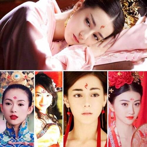 30pc/set Women Fake Temporary Forehead Tattoos Sticker Face Actress Chinese India Jewels Forehead Stage Decor Sticker Children