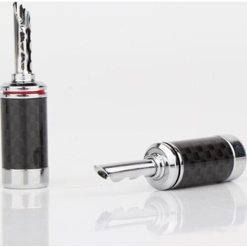 4pcs crolink style BAF Rhodium plated banana plug Carbon fiber speaker cable plug