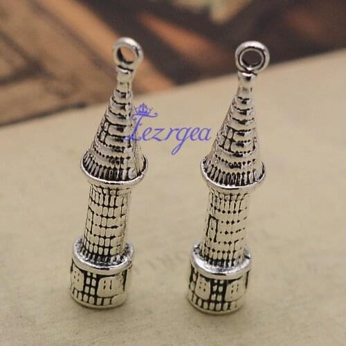 5pcs/lot--41x10x10mm,Castle chams, Antique silver plated 3D House Castle charms,DIY supplies, Jewelry accessories