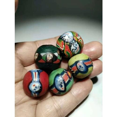 5pcs/lot Trade beads left from old time Liuli era features Guiliu traditional crafts antique collection face patterns beads
