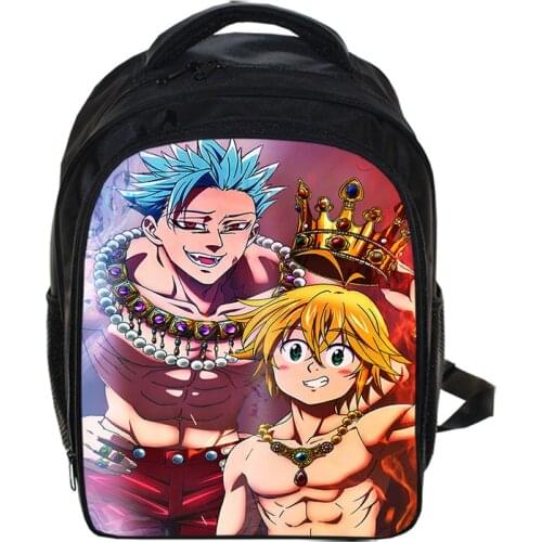 13 Inch The Seven Deadly Sins Cartoon Kids Backpack Kindergarten School Bag Children Printing Backpack Girls Boys Mochila
