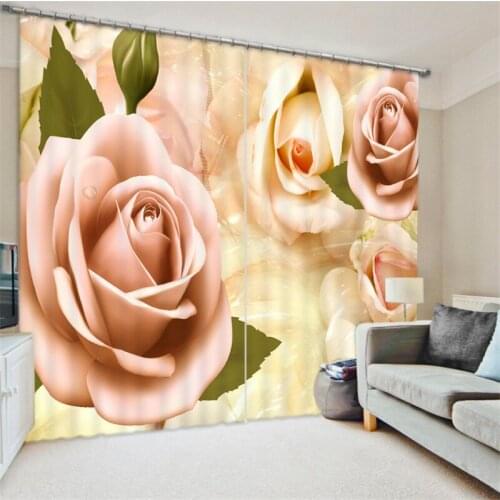 Girl Bedroom Fashion rose Luxury Blackout 3D Window Curtains Living Room Drapes Cortinas Rideaux Customized size pillowcase