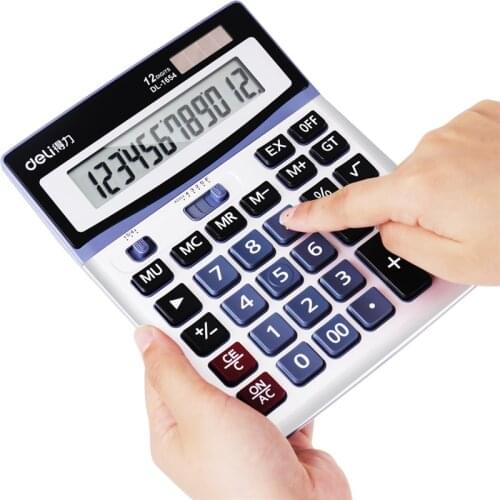 DL Power 1654 double power calculator solar computer finance special 12 digit large screen battery office supplies equipment