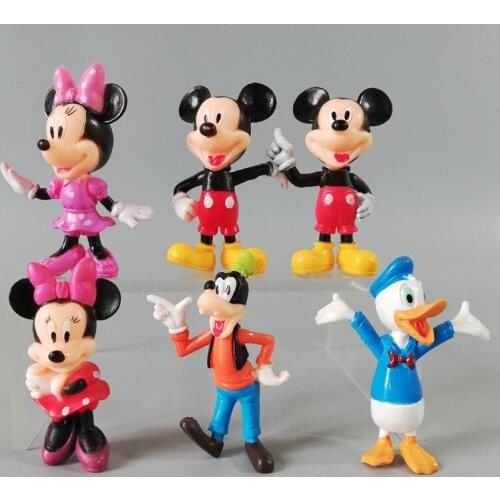 6pcs/set Disney Toy Anime Mickey Mouse Minnie Doll Birthday Party Cake Decoration PVC Minnie Action Figure Gifts for Children
