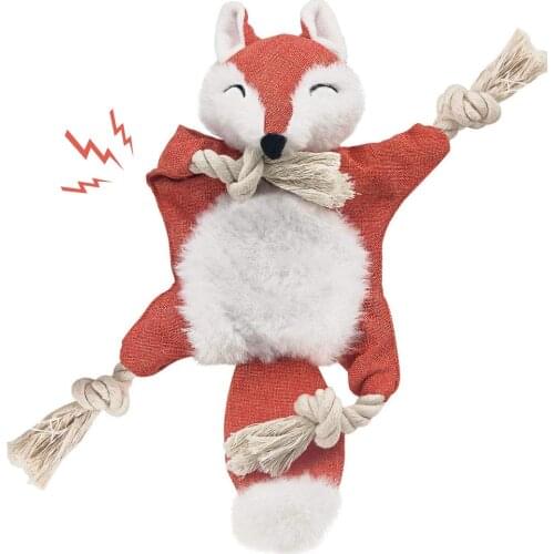 Pet Toys Dog Chew Toys Cotton Rope Material Creative Fox Shape Dog Interactive Toy Pet Bite Toy Pet Sound Toys Pet Supplies