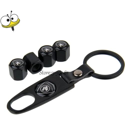 Stainless Steel 4Pcs Wheel Tire Valve Stems Caps With Mini Wrench Keychain For Proton Persona Wira Gen2 Savvy Waja Exora Saga