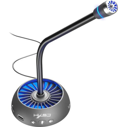 HXSJ F15 Microphone RGB Luminous And Flexible USB Drive-free Voice Chat Video Karaoke Online MIC For Computer And Conference