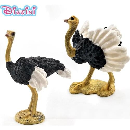Cute Simulation Animal model Artificial Ostrich Bird figure fairy garden plastic Decoration educational statue toys for children