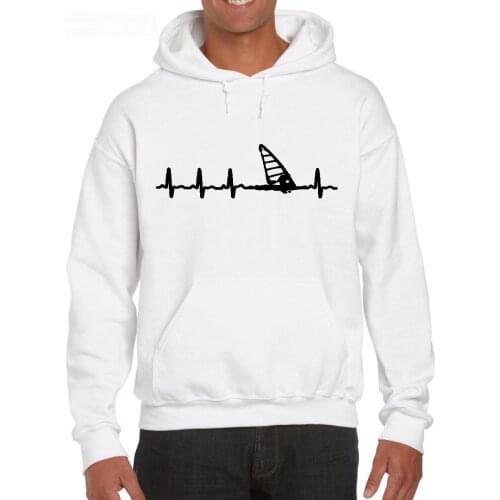 Fashion 2019 New Men Cotton Windsurfing Heartbeat Stylisches 3D Print Hoodies Sweatshirt