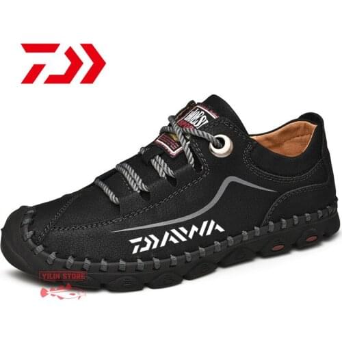 Daiwa Men Hiking Shoes Wear-resistant Leather Shoes Climbing Fishing Shoes New Outdoor Sports Trainers Trekking Fishing Sneakers