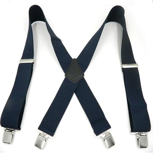 2019 New Mans Braces 4 clips Leather Suspenders Strong 4clasps Casual Suspensorios Trousers Strap 5*120cm Gift For Dad
