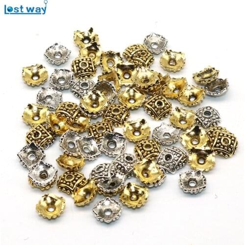 8MM 200pcs/lot Zinc Alloy End Caps Bead Caps Tibetan Silver Plated Flower Spacer Beads Charms For DIY Jewelry Making