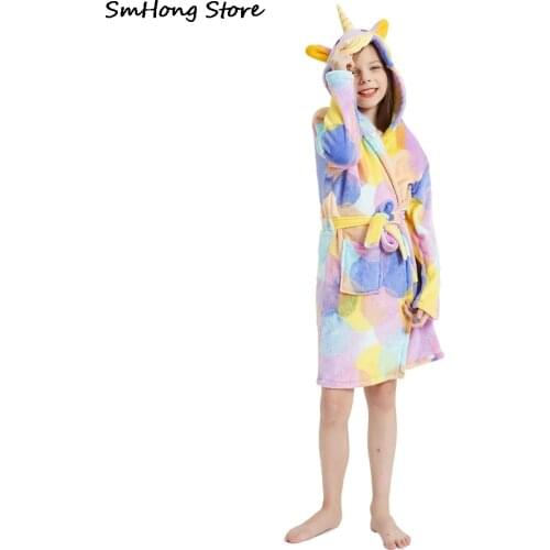 New Baby Unicorn Kigurumi Girls Bathrobes Childrens Sleepwear Baby Nightgowns Unicorn Towels Beach Clothes Kids Bath Robes