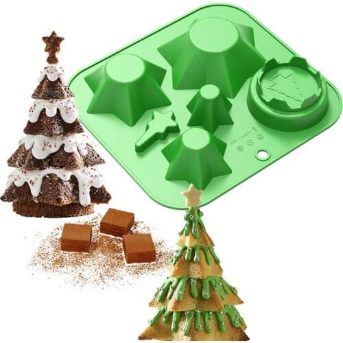 New Christmas Decor Tree Silicone Cake Mold Chocolate Bakeware Baking Mold Ice Tray Jelly Wax Mould Biscuit Mold Christmas Gift