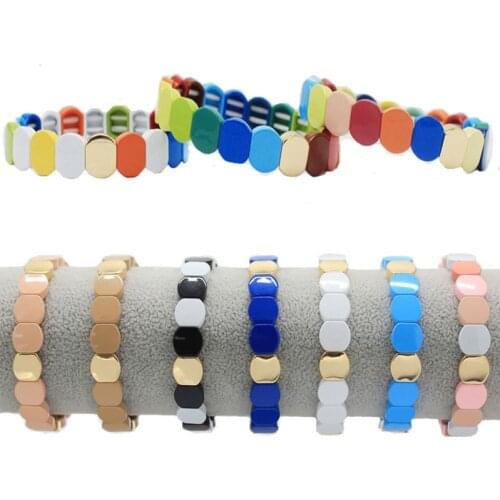 New European and American Bohemian Enamel Womens Bracelet Fashion Macaron Alloy Paint DIY Creative Female Bangle Bangle Jewelry
