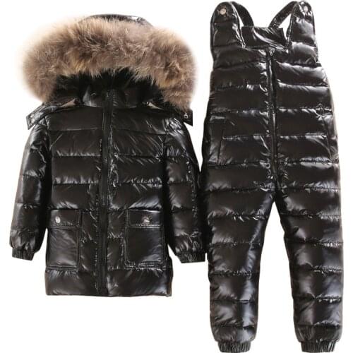 -30 3~5 Y Russian Snowsuit Children Sets Baby White Down Boys Waterproof Clothing Kids Coat Winter Jacket For Girls Enfant Parka